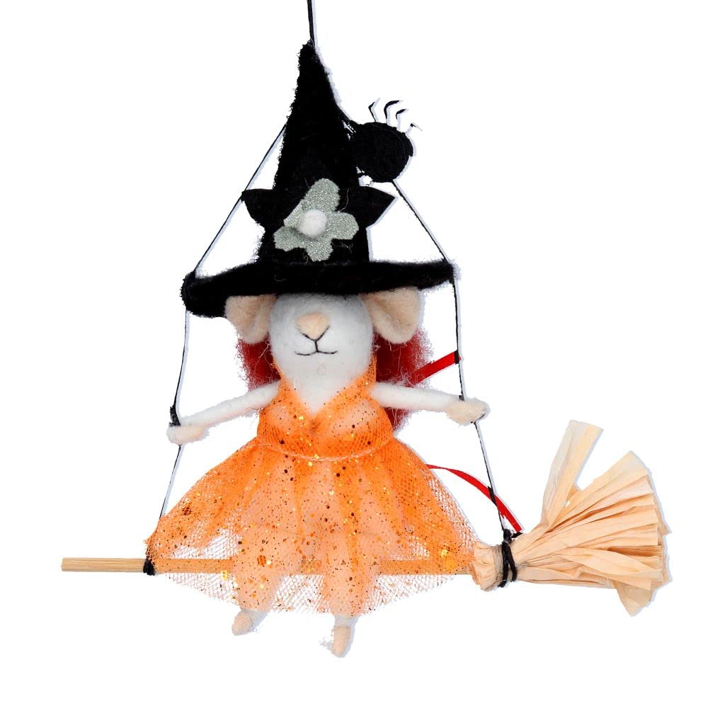 Gisela GrahamMouse Dressed as a Witch on Broom Wool Halloween Decoration