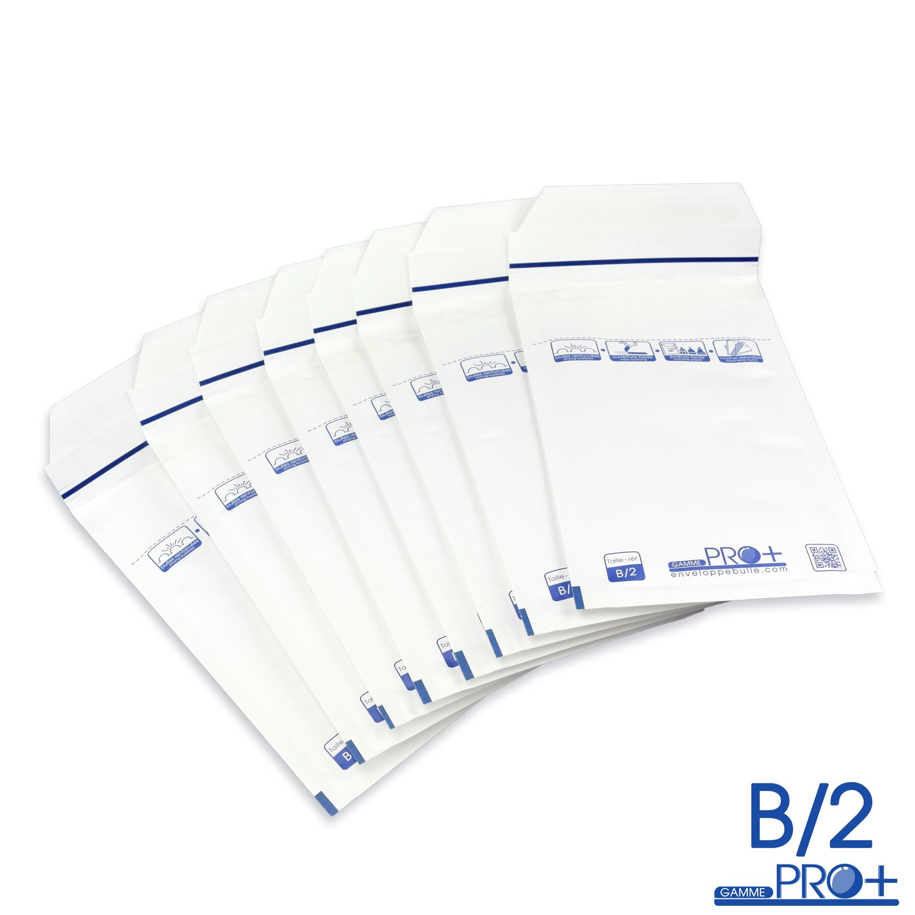 Lot de 1000 enveloppes à bulles blanches gamme PRO B/2 format 110x215mm