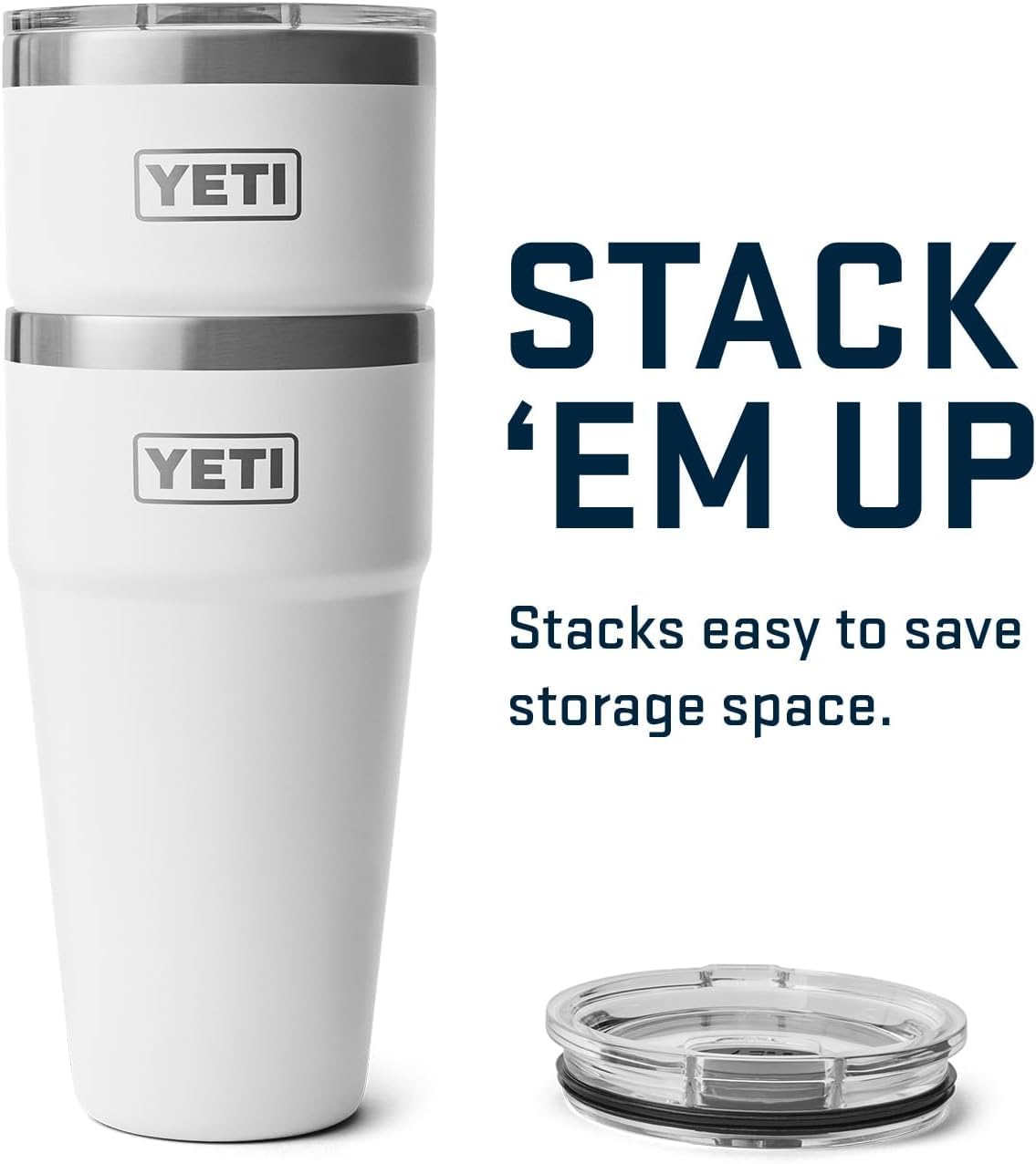 YETI Rambler 30 oz (887 ml) Stackable Cup with Removable Magslider Lid, Stainless Steel Vacuum Insulated Coffee Cup, White - Image 4