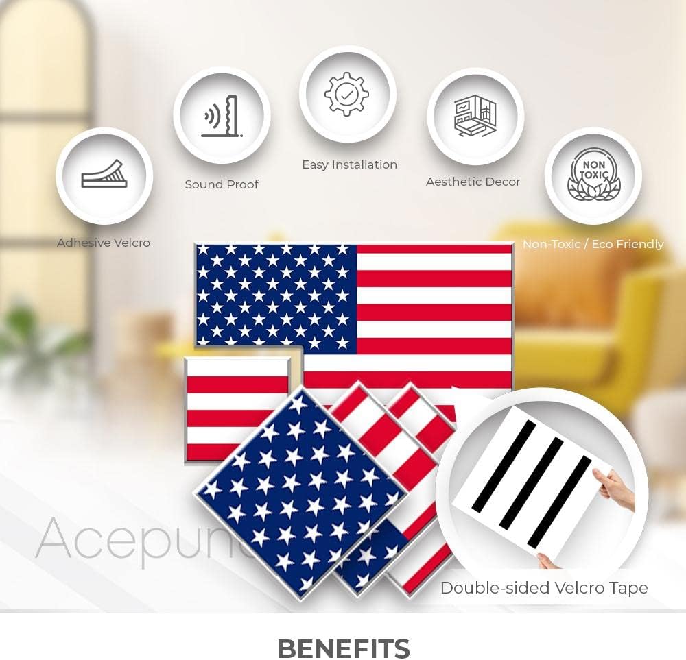 6 Pcs Decorative DIY Felt Wall Art Acoustic Panel Display Sound Reducing Barrier & Noise Reduction for Recording in Studio Room & Home Strong Adhesive Flag Design D 23.6 x 35.4 in AP1229