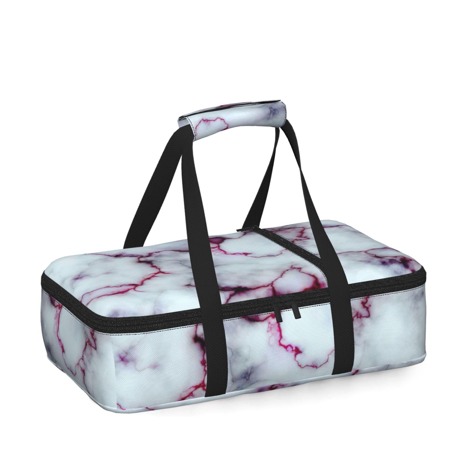 Purple Marble Texture Print Insulated Thermal Food Storage Bag Daily Reusable Picnic Tote Lunch Box Home
