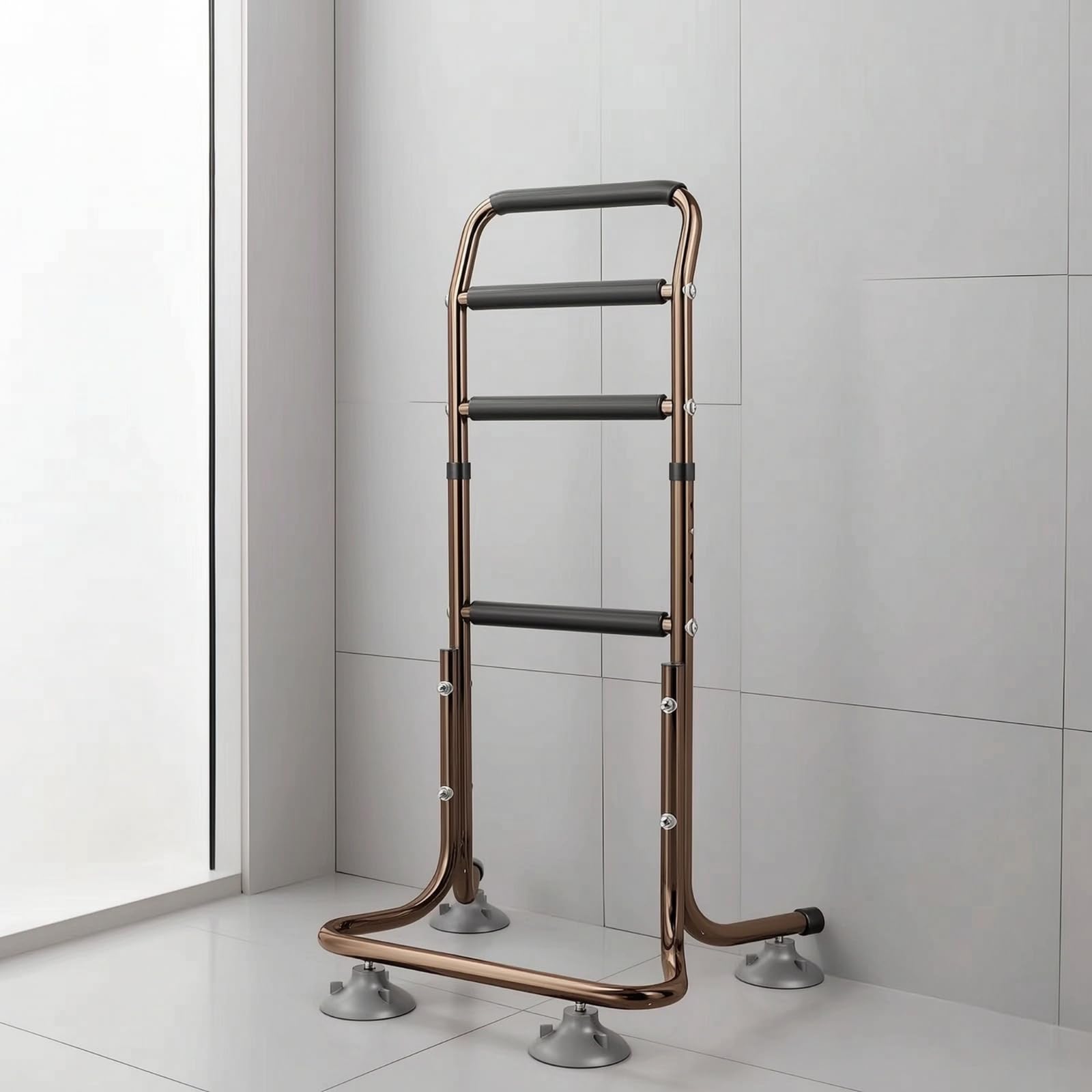 Corrimano Letto Assistivo Barra di Supporto Sponda Letto Maniglione per Alzarsi Cornice Alta Rettangolare in Lega di Alluminio con Rivestimenti in, style to 2