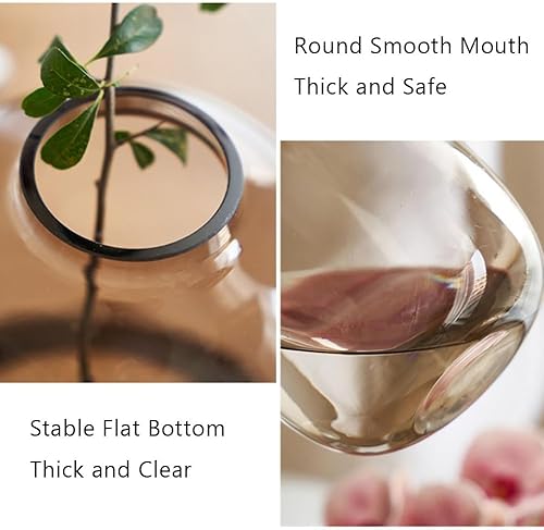 Miniatura 8 de Jarrón de vidrio ámbar para flores, jarrón alto de vidrio para decoración de suelo, jarrones decorativos para centros de mesa del hogar, decoración