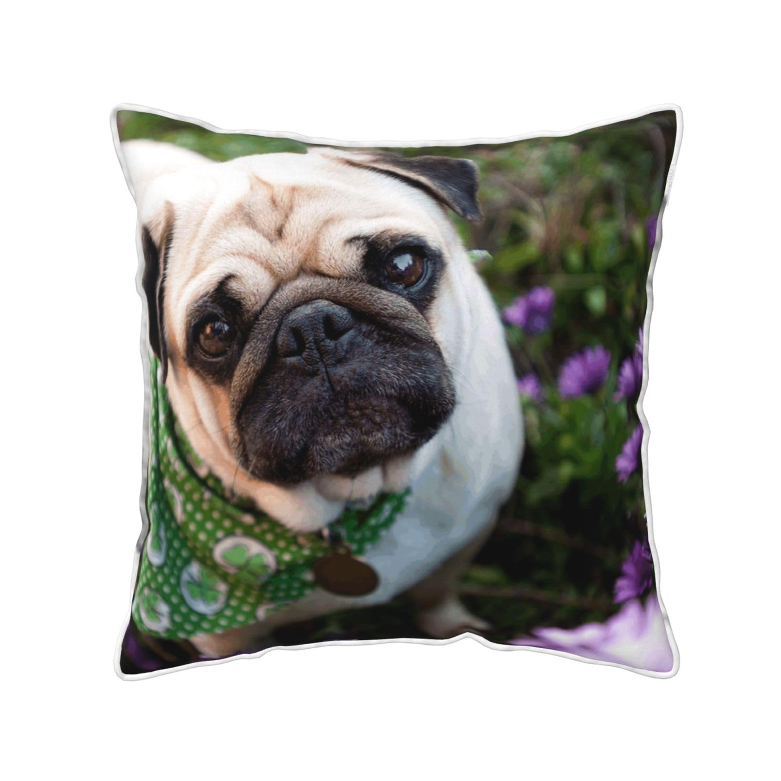FZGGWYHL pugs in the garden printed Velvet Throw Pillow Cover Pillowcase
