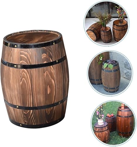 Miniatura 3 de Maceta de barril de madera de roble envejecimiento, barriles de barril, maceta para suculentas, cubo de madera pequeño, maceta de jardinería, maceta