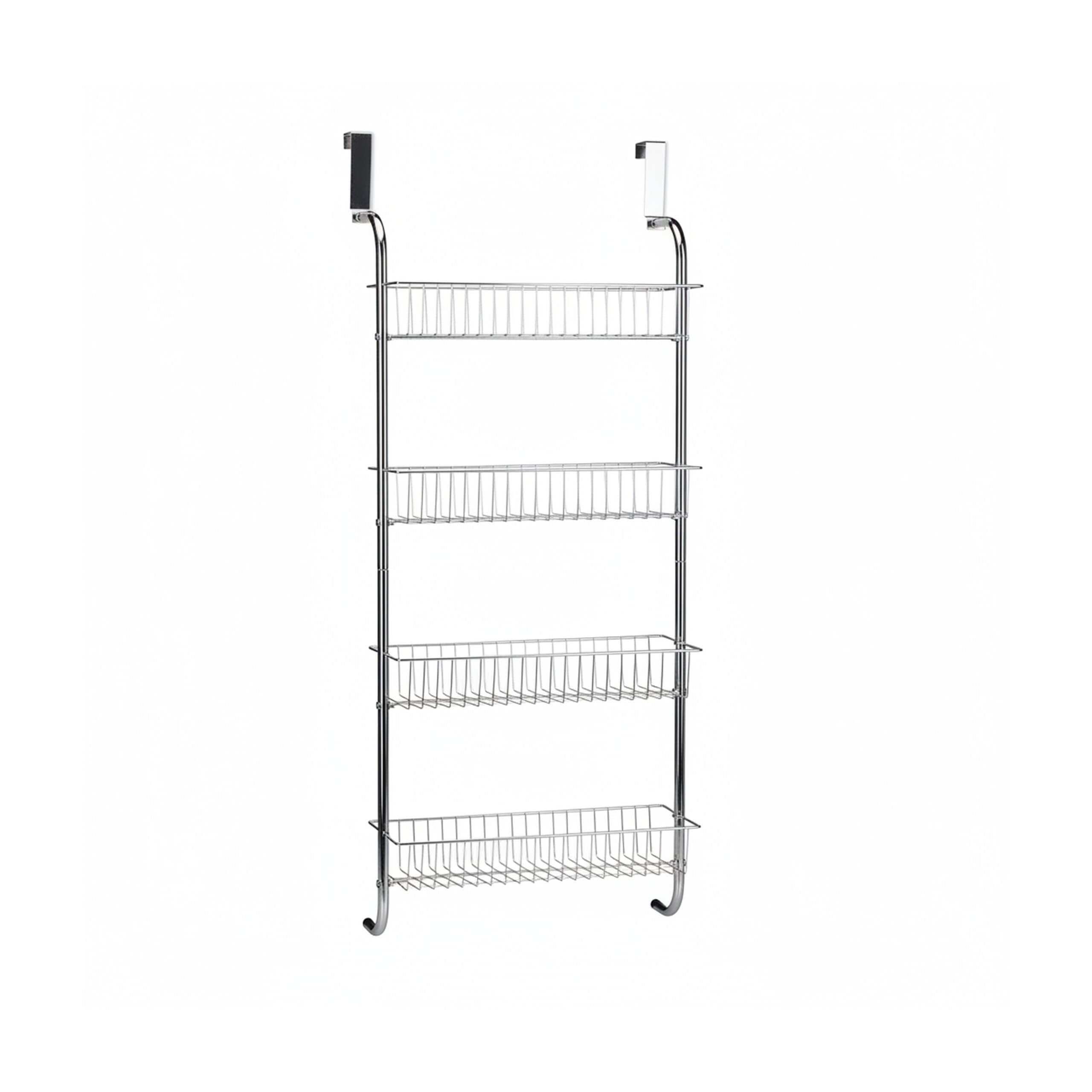 Relaxdays Estantería de Pared para baño, Mueble de Ducha, Metal Cromado, para Colgar, 112x45x23 cm, 1 Ud., Plateado