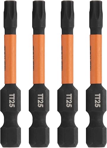 TORX T25 - Brocas de seguridad Railer T25 TORX de seguridad de 2 pulgadas, vástago hexagonal de 14 de pulgada S2 de acero resistente a TORX T25 - Brocas de seguridad Railer T25 TORX de seguridad de 2 pulgadas, vástago hexagonal de 14 de pulgada S2 de acero resistente a