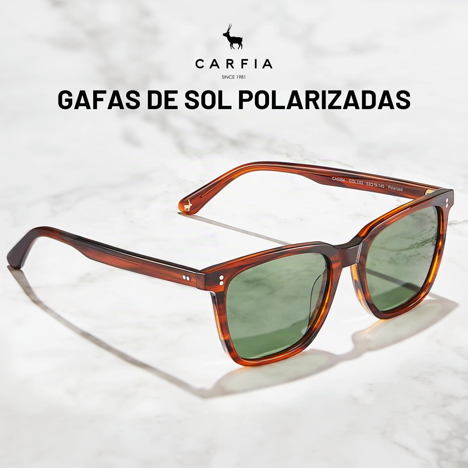 Carfia Gafas de sol Hombre Polarizadas Retro Cuadradas 100% Protección UV para Conducir Viajar