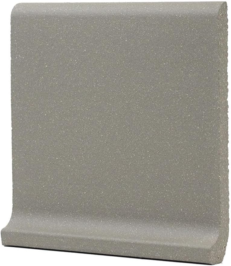 Tenedos 5x6 Ashstone Gray Cove Base Quarry Tile Curved Edge Floor&Wall Trim for Indoor and Outdoor Use, Matte Finish, Non-Slip, Ideal for Commercial Kitchens, Bathrooms 12 Tile Box (Cove Base)