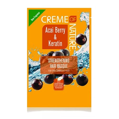 Creme of Nature Acai Berry Keratin Fortalecimiento Mascarilla Acondicionadores para el cabello, 1.75 onzas