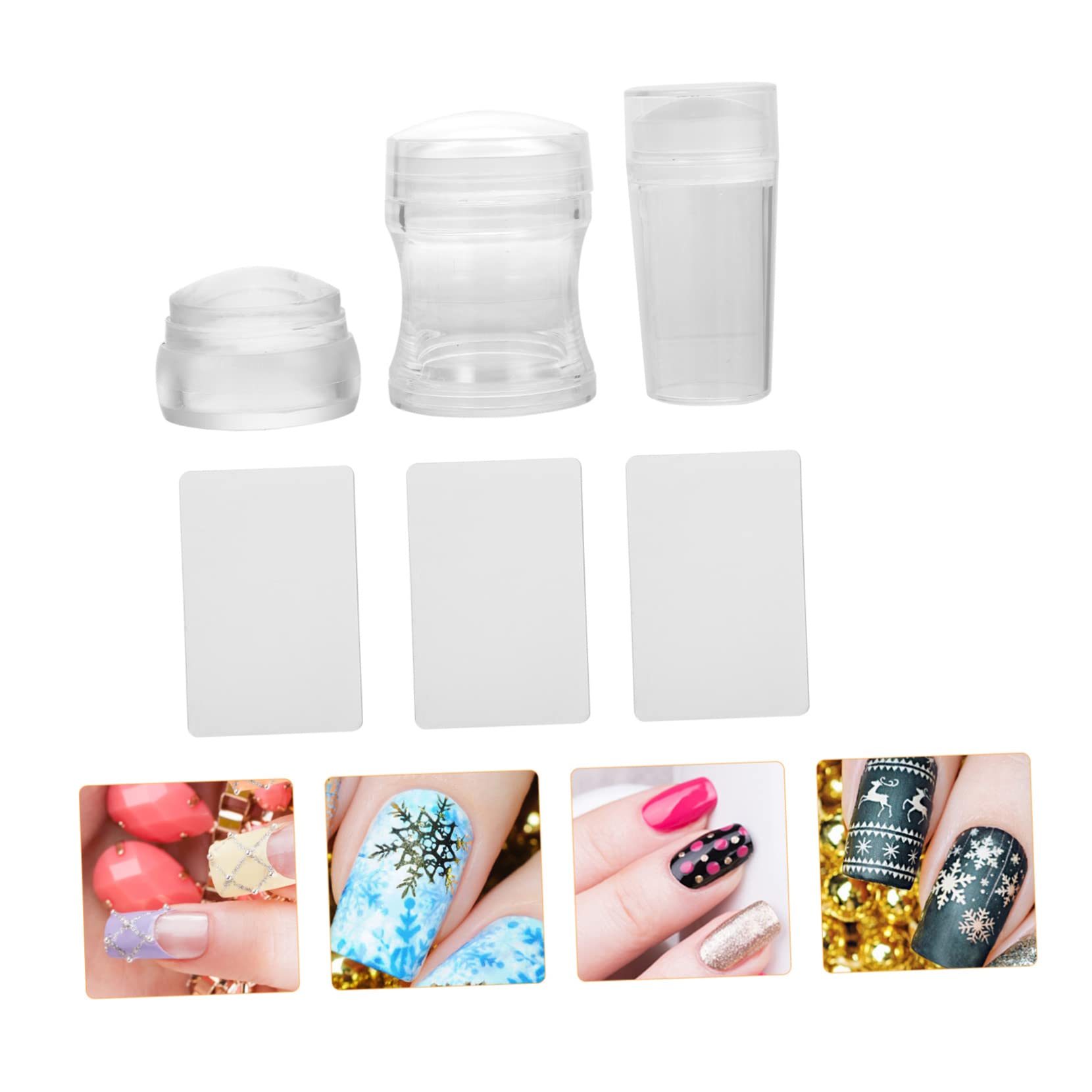 Housoutil 12sets Stampini Per Unghie Silicone Con Raschietti Strumento Per Manicure Art Timbratori e Raschietti Facile Usare e Portatile