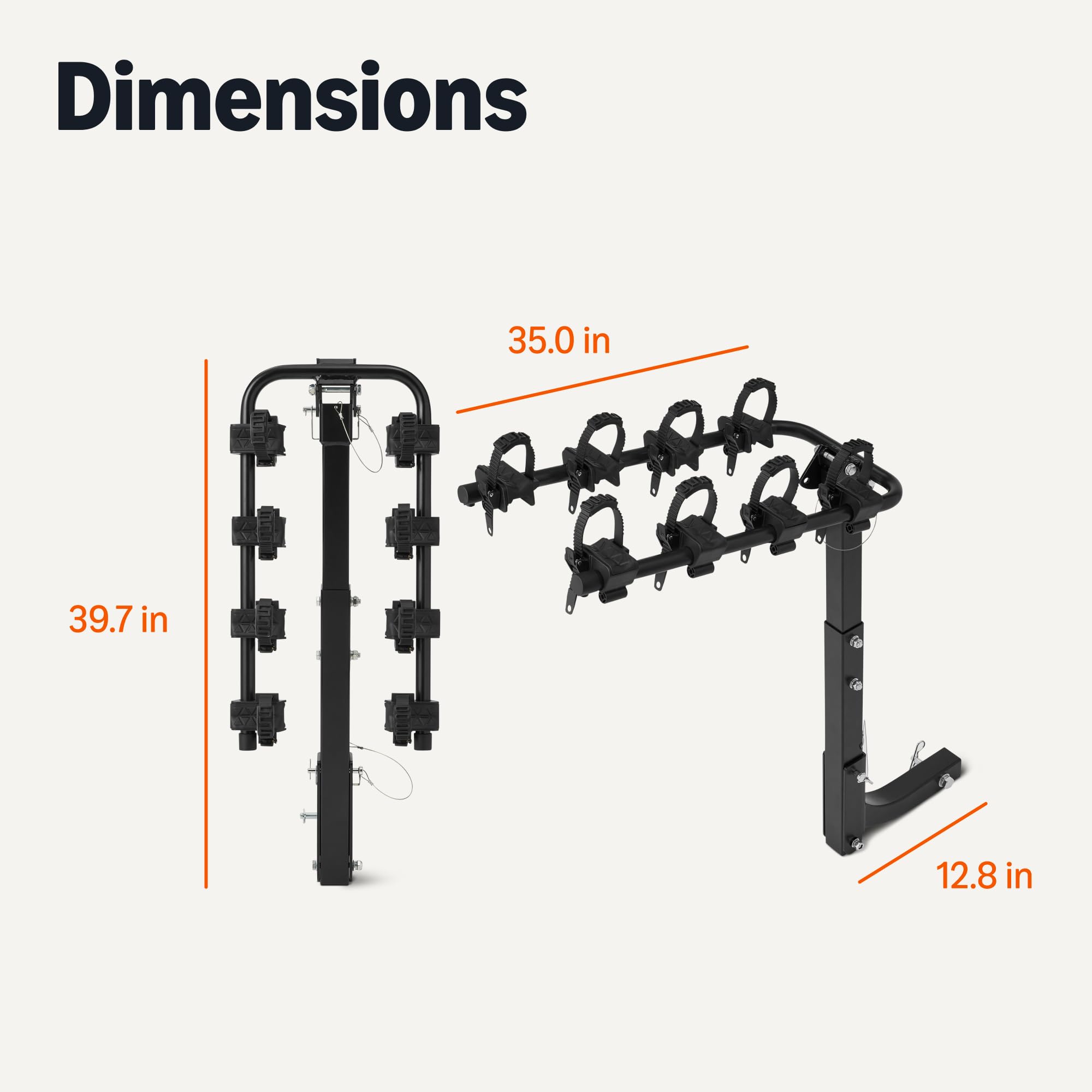 Amazon Basics 4-Bike Hitch Rack with 2" Hitch for Car, SUV and Truck, Foldable Steel Frame with Anti-Rattle Design