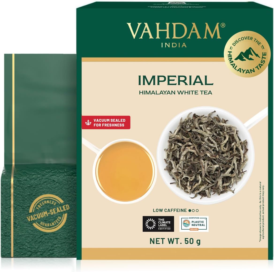 VAHDAM, Imperial White Tea Leaves From Himalayas (25 Cups/1.76oz) High Elevation Grown, White Tea Loose Leaf Tea | Pure Unblended Loose Leaf Tea | Vacuum Sealed