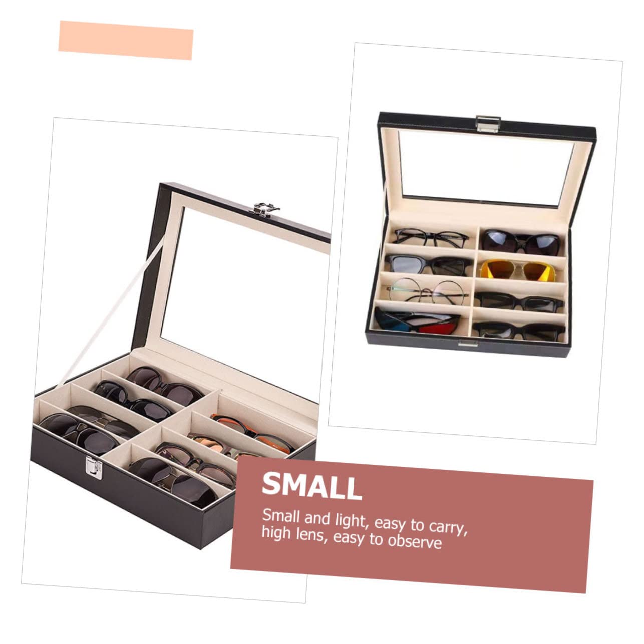 FOMIYES Boîte de Rangement Protection et Affichage Élégant en Cuir Pu Couleur Noir pour Lunettes de Soleil et Montres pour Usage Personnel Magasin