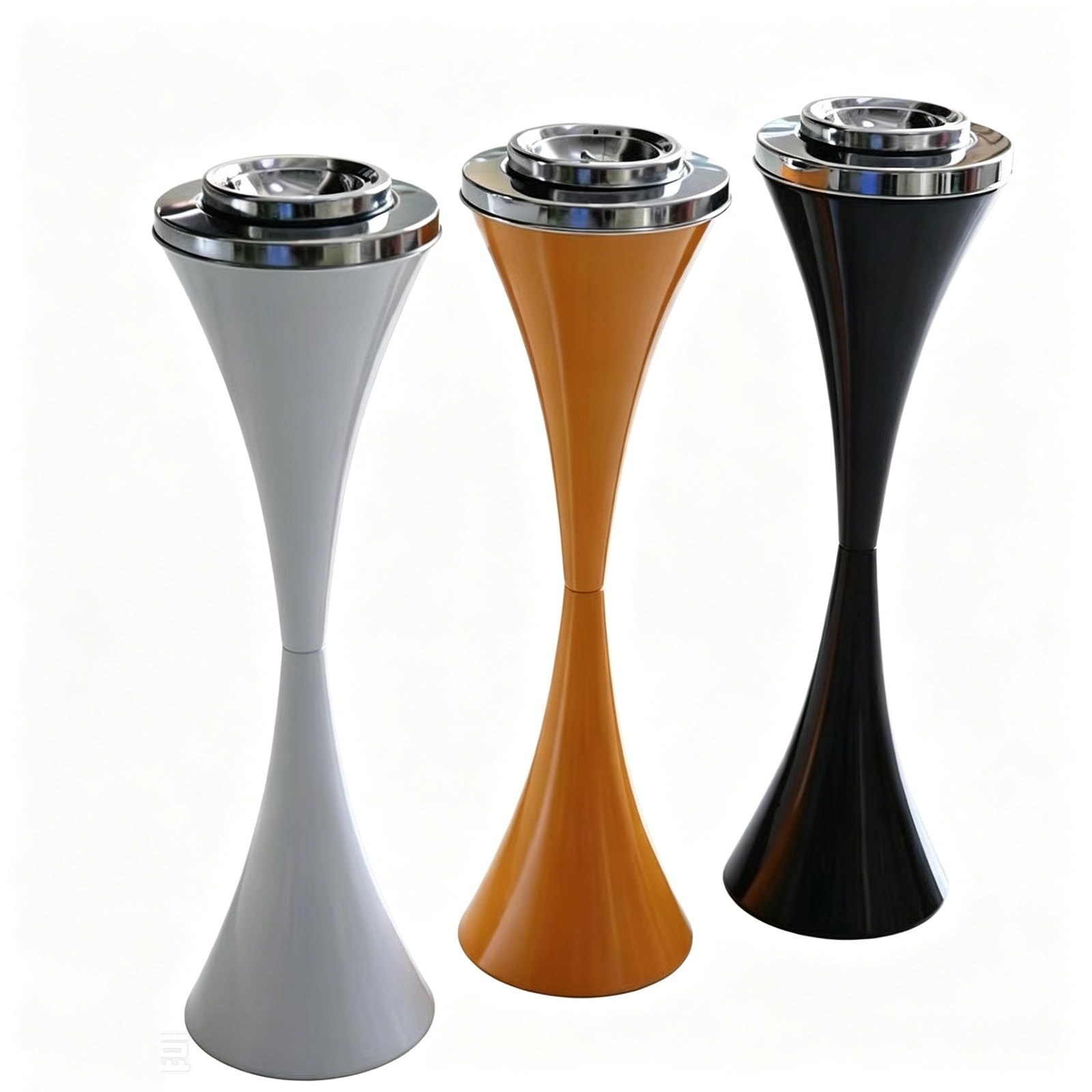 Floor Standing Ashtray W/Lid,，Standing Ashtray Outdoor，with Windproof Cover ，for Cigarette Butt Receptacle Disposal(White)
