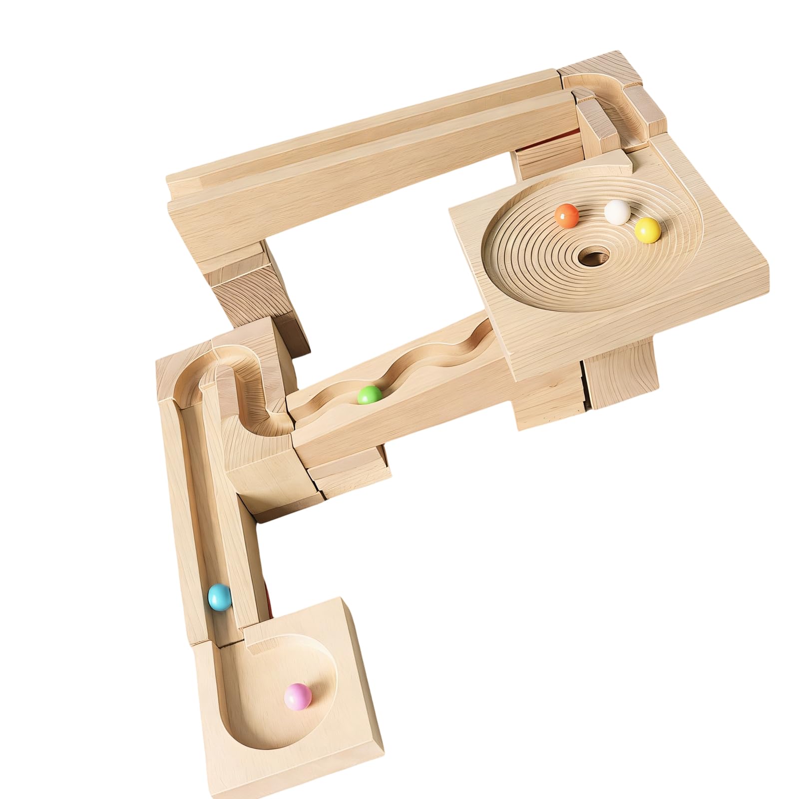 Set rulli in Legno da Costruzione Giocattolo educativo per Bambini Blocchi Costruzione con Pista per Palline Set rulli in Legno creativi Giocattolo didattico per Bambini in età la