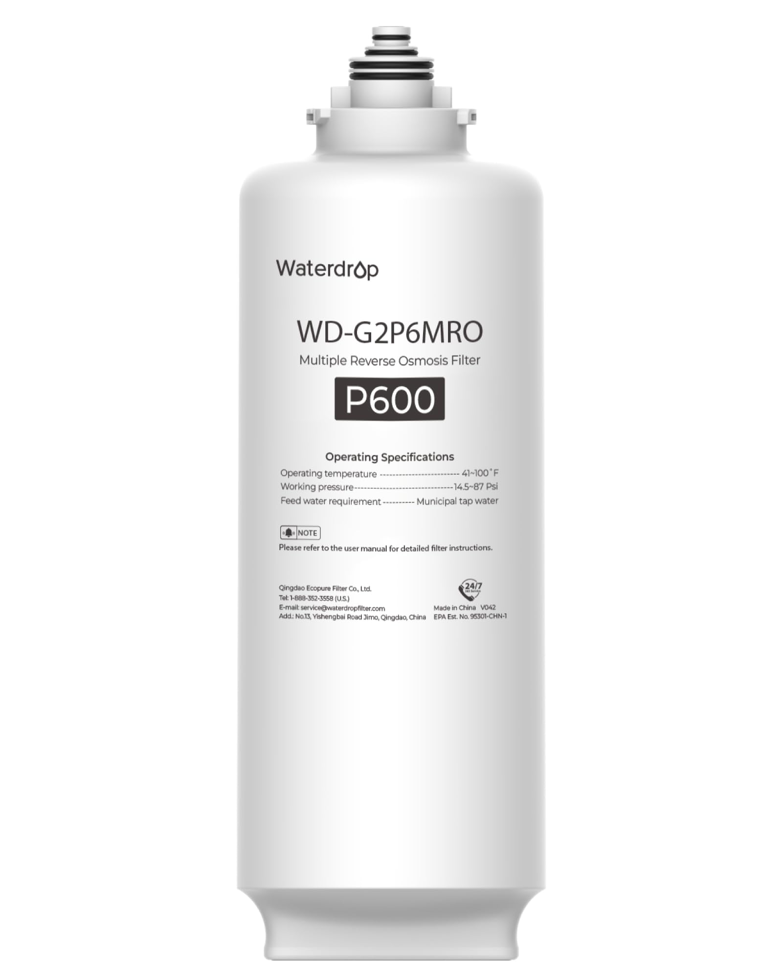 Waterdrop WD-G2P600-RO Filter Replacement for WD-G2P600-W Reverse Osmosis System 2-year Lifetime Reduce PFAS