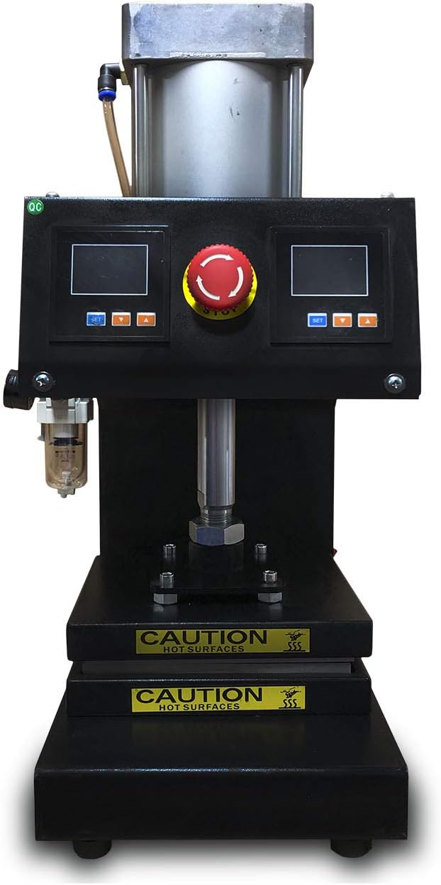 8" x 6" Pneumatic Heat Press Dual Element Heating, solventless with free pneumatic"quick connect fitting"
