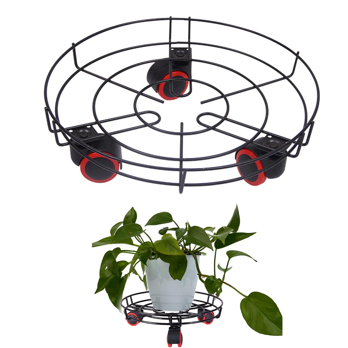 ECVV Movable Metal Chassis | Heavy duty Stand for Gas LPG Cylinder & Other Heavy Items | Round Movable Flowerpot Stand for indoor & outdoor