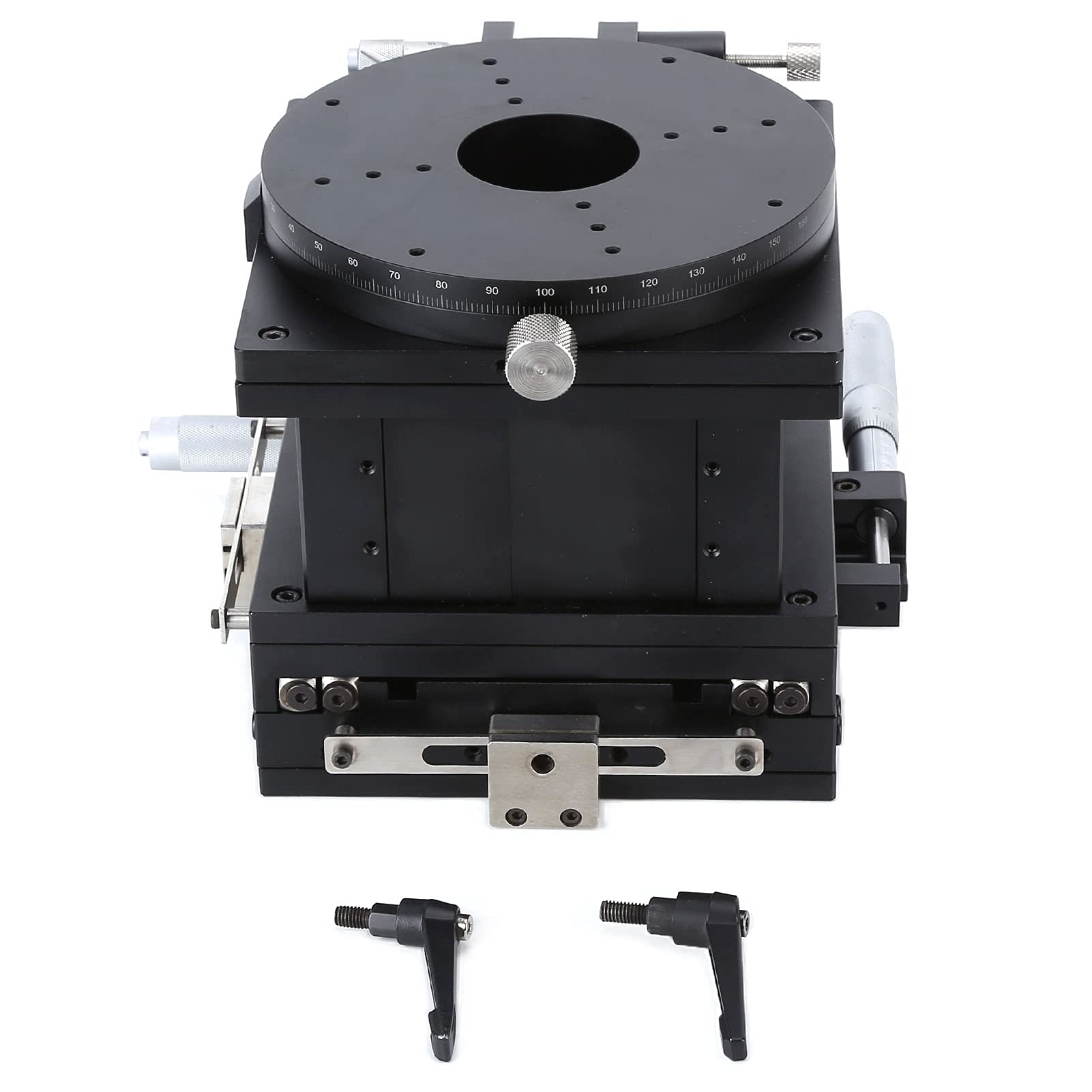 GZDcjscMicrometer Trimming Table, Fine Tuning Sliding Stage Adjustable 196N Vertical Load Roller High Accuracy XYZR Axes for Equipment Positioning