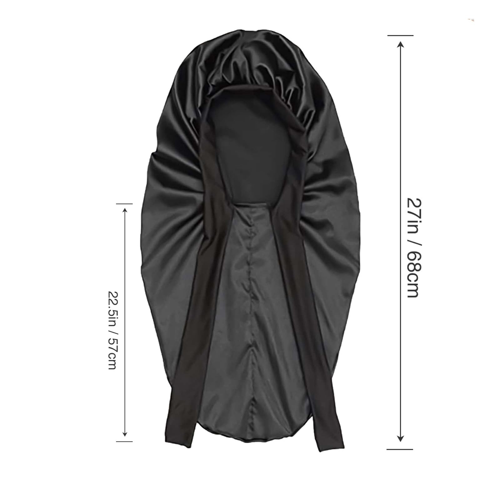 Long Satin Cap,Long Satin Cap,Sleeping Cap with Elastic Belt,Soft Sleep Cap,Long Hair Soft Sleeping Cap (Black) - Image 2