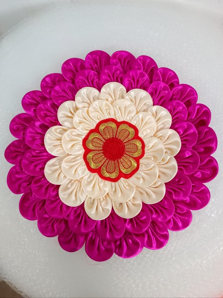 Pooja Asan (34 * 34cm) Puja Asan Cloth | Decorative Kaporer Aasan for God Idol & Puja Chowki | Velvet/Silk Mandir Mat for Home Temple-picture-18