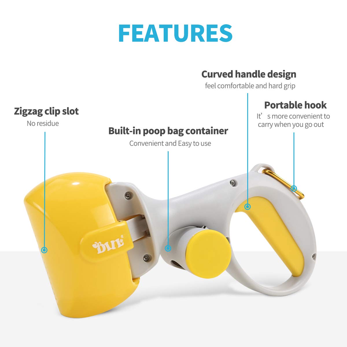 PETCUTE Palette per Escrementi Cane Pooper Scooper Paletta per raccogli feci Portatile con Sacchetti Cane