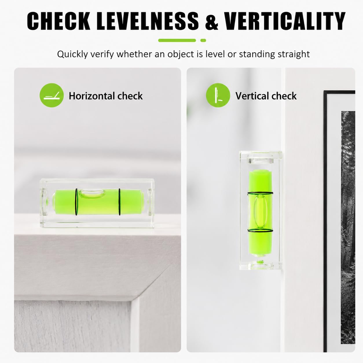 Livella Bolla Piccola, 5 Pezzi Spirit Level Bubble, 15 x 15 x 40 mm Mini Livella a Bolla, Strumenti di Layout degli Strumenti di Misura del Contrassegno di Livello
