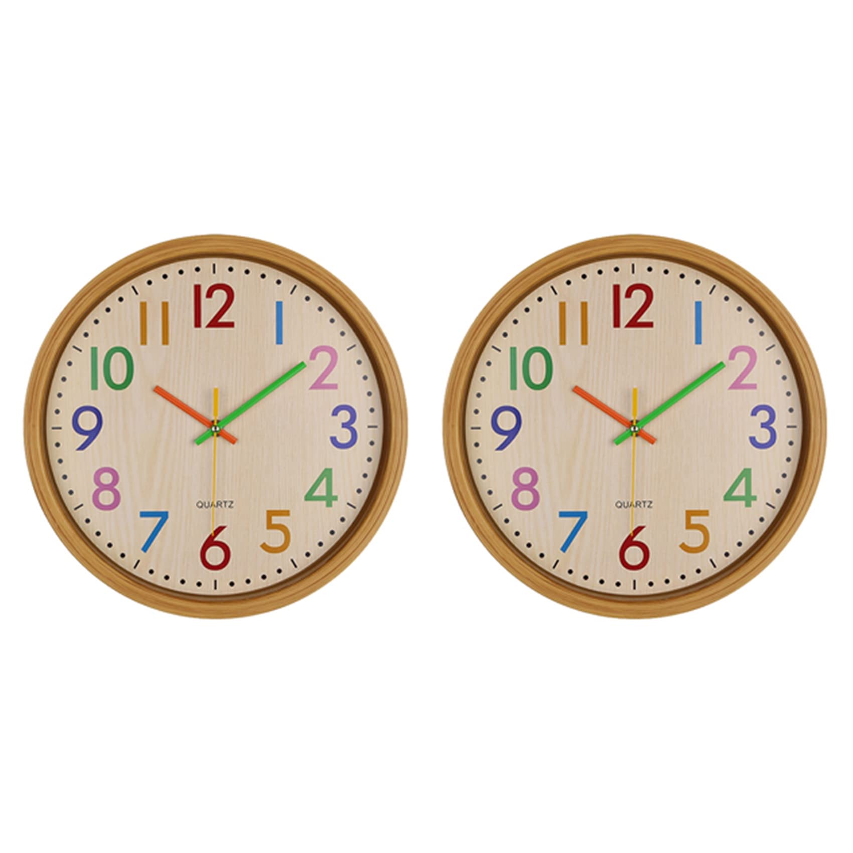 Hndhbfgrt 2pcs 12INCH Silent Non-Ticking Quartz Kid Wall Clock Home Decorative Indoor