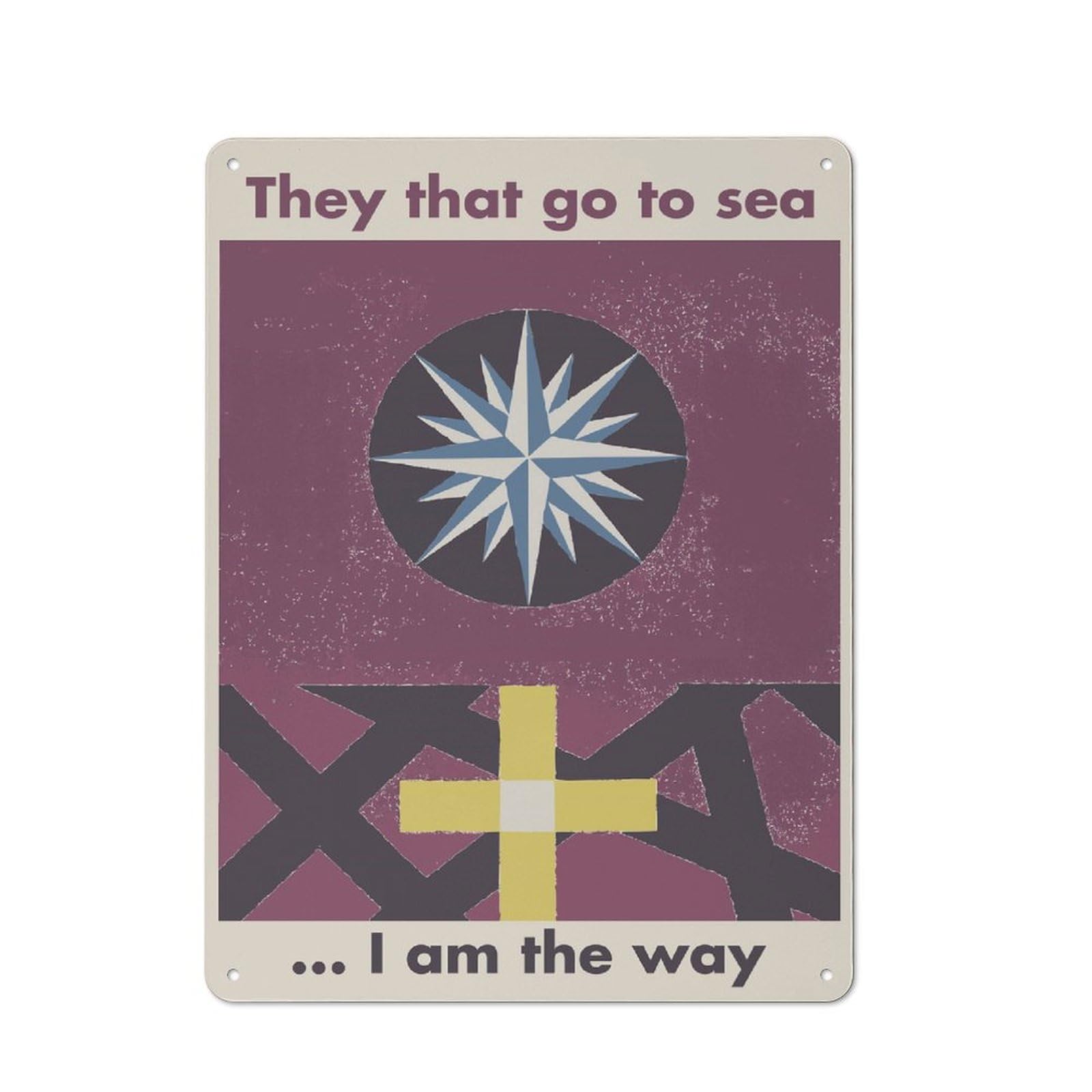 Junmoney Sea Cross Retro Tin Sign 40X30cm Featuring For Home Bar Wall, For Collectors Decorating Home Bars And Entertaining Spaces