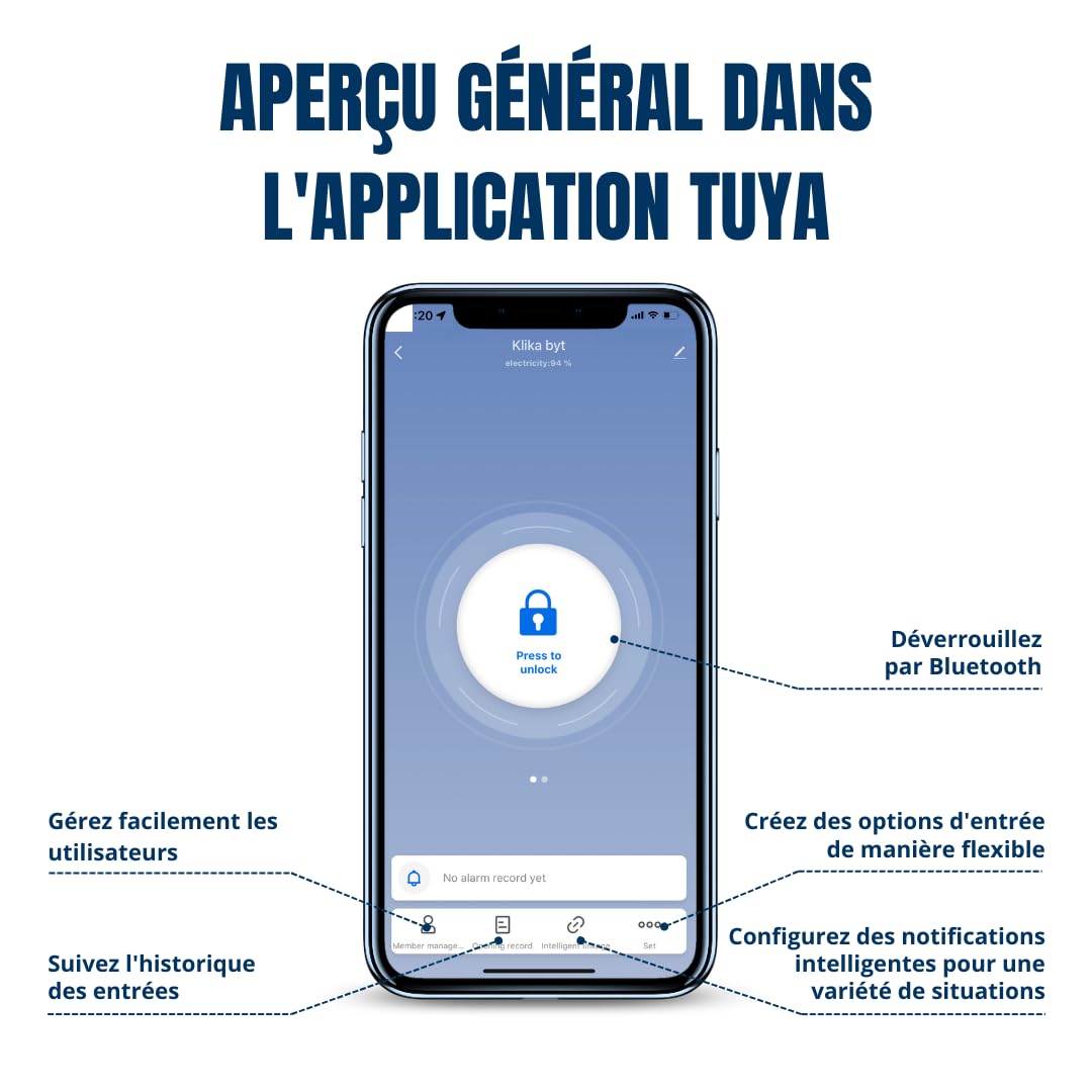 Serrure de porte intelligente TTlock avec poignée – Accès sans clé par code, empreinte ou mobile – Verrou électronique pour porte en bois, aluminium ou portail extérieur