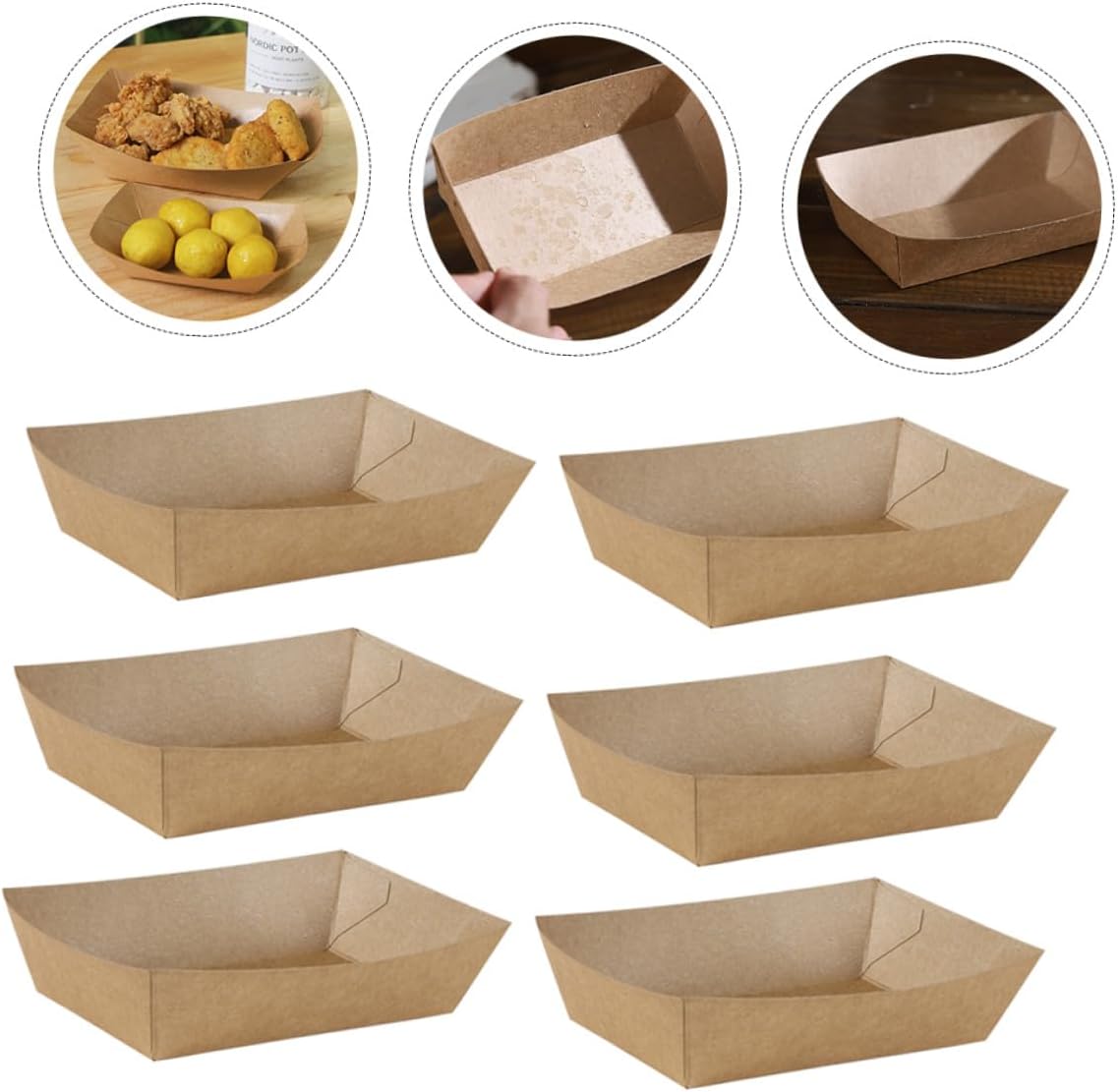 100pcs Disposable Paper Food Boxes Grease-resistant Kraft Snack Containers for Fried Chicken French Fries Takeout and Food Storage