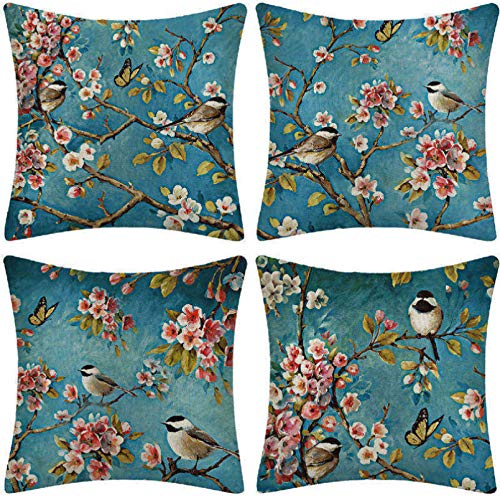 SCVBLJS Grüner Kissenbezug mit Vogelmotiv Cover