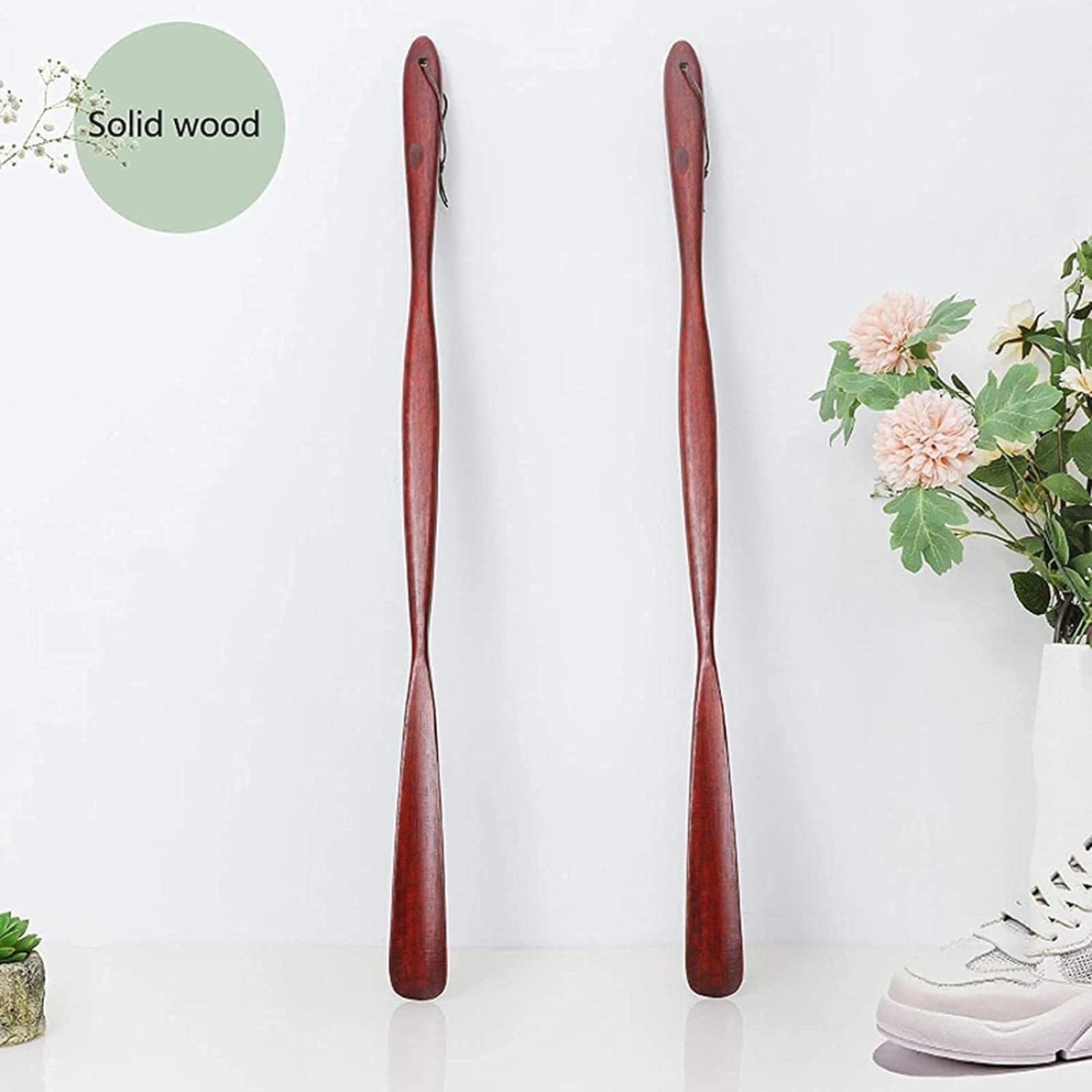 Chausse-Pieds Corne de Chaussure en métal-Corne de Chaussure Longue à Long Manche Chausse-Pied en Bois Massif Porteur de Chaussure Facile à Utiliser avec lanière Extracteur de 74 cm
