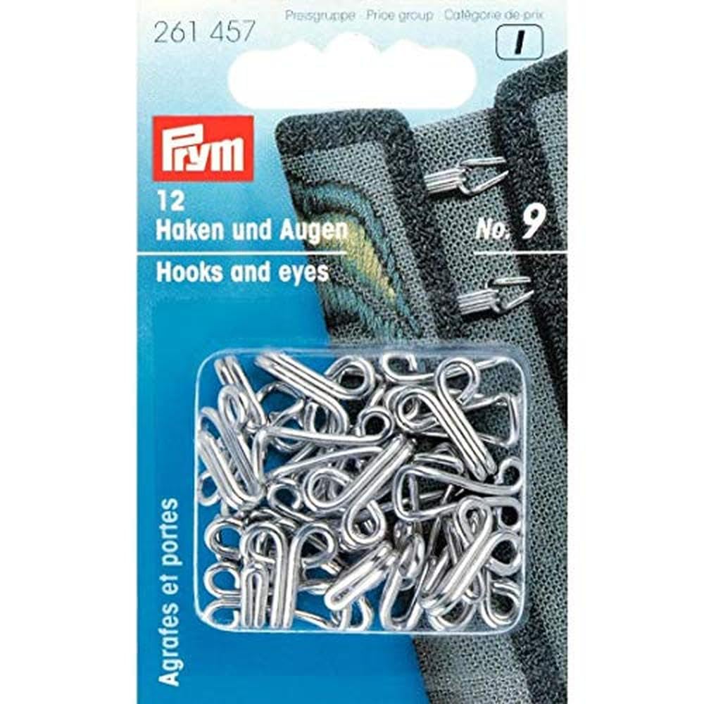 Prym Hooks and Eyes, Silver, One Size