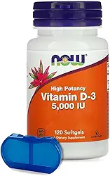 Vitamina D.3 Now Foods 120 Softgels + Porta Cápsulas