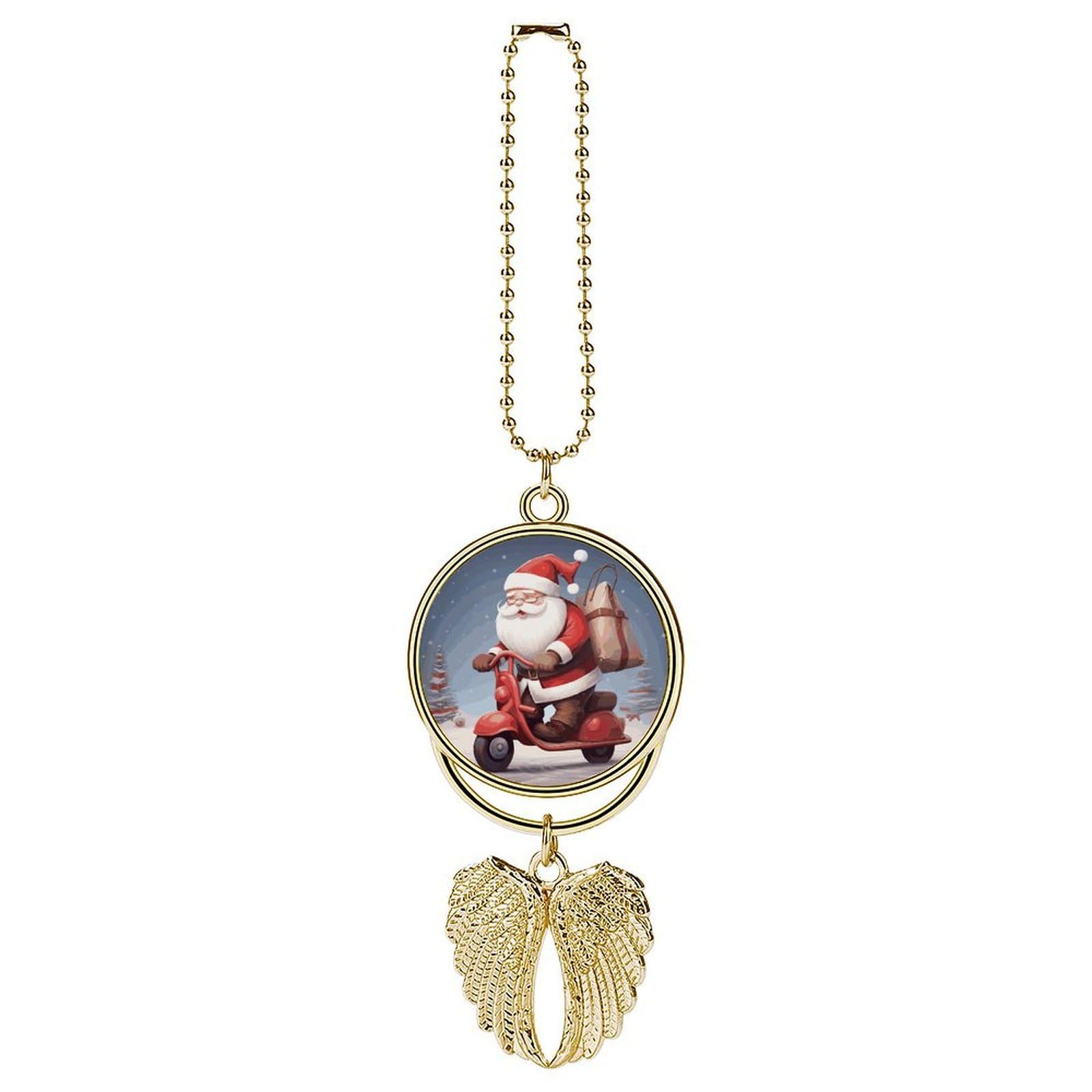 Santa Claus on Scooter Car Pendant Hanging Swing Auto Rear View Mirror Hanging Car Rear View Mirror Charm Truck Hanger Ornament Charm for Car Rear View Mirrors Accessories