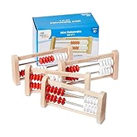 Vista 8 de hand2mind Mini Rekenrek de madera de 20 cuentas, estante de números para niños, ábaco para matemáticas, cuentas de conteo, manipuladores