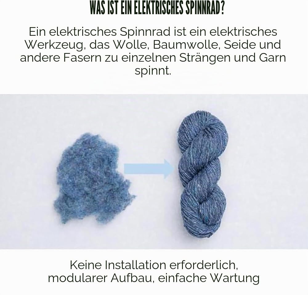Elektrisches Spinnrad, automatische Garnwickelmaschine, Strickwolle, Garnwickler, Geschwindigkeitskontrolle, vorwärts und rückwärts, für Garnweben (Farbe: Grün)