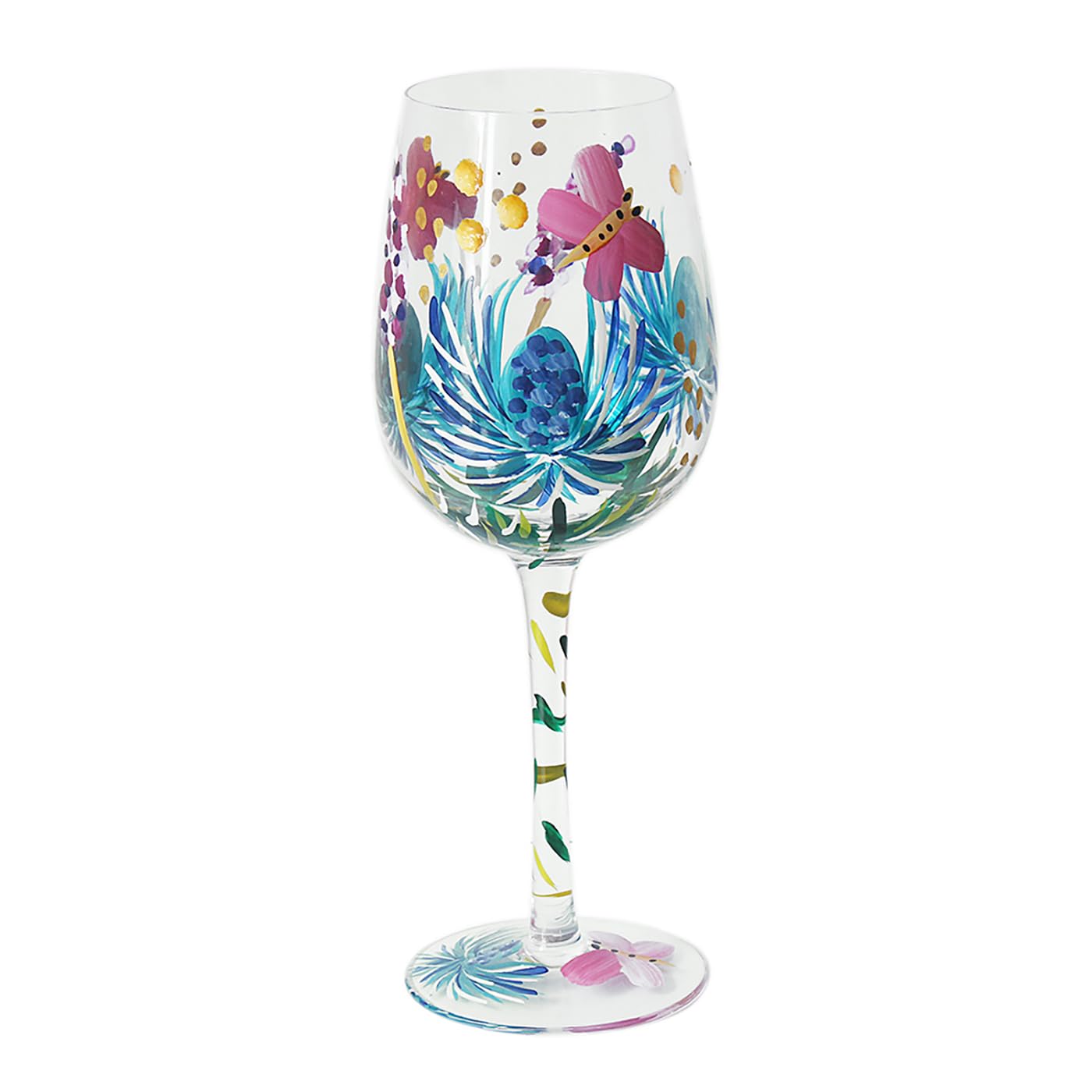 Lesser & Pavey Thistles & Butterflies Wine Glass for Home, Kitchen & Restaurant | Lovely Wine Glassware for Drinks & Parties | Lovely Gift for Women & Men โ image 1