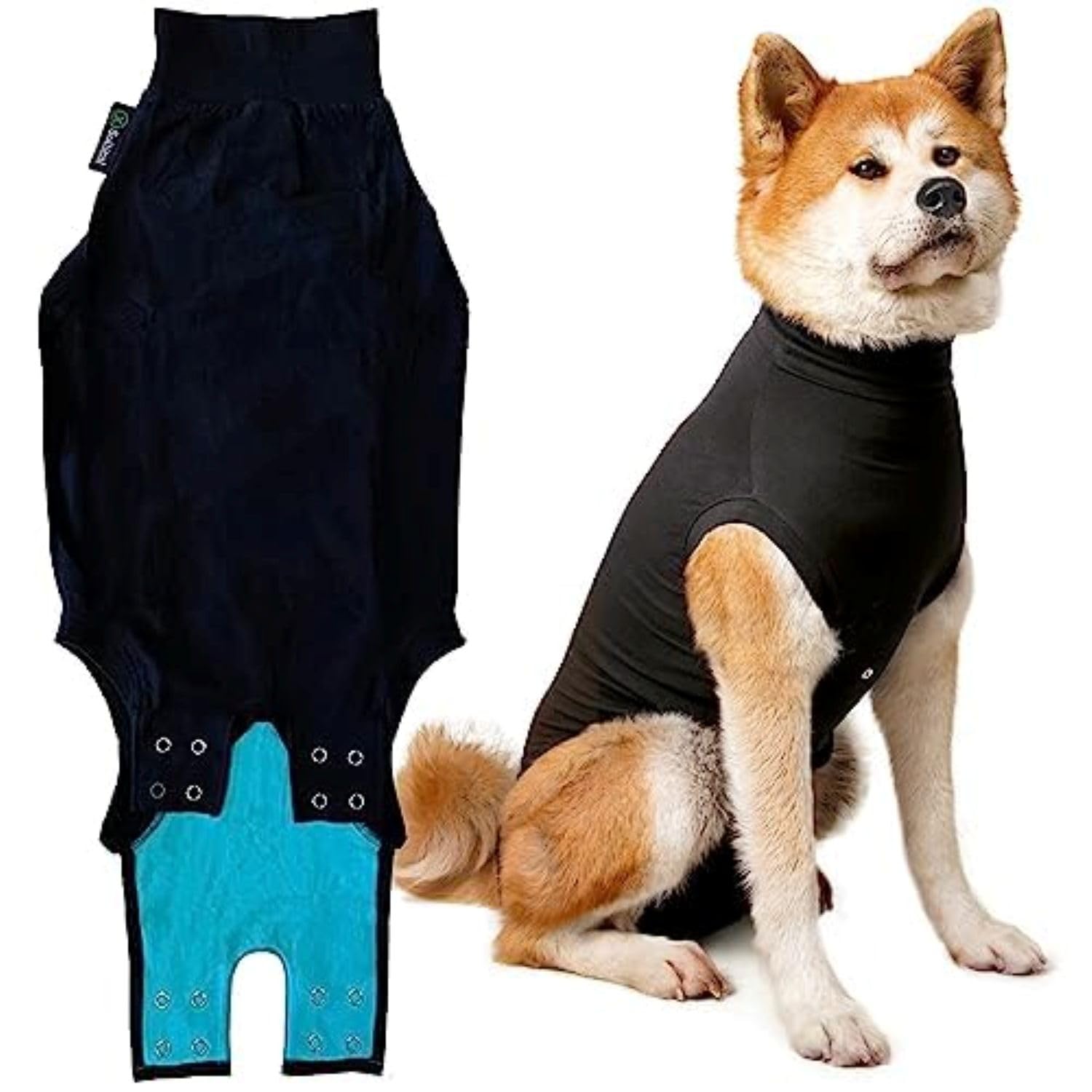 Suitical Recovery Suit for Dogs - Dog Surgery Recovery Suit with Clip-Up System - Breathable Fabric for Spay, Neuter, Skin Conditions, Incontinence - 26.4-29.9 Inches Neck to Tail - Large, Black