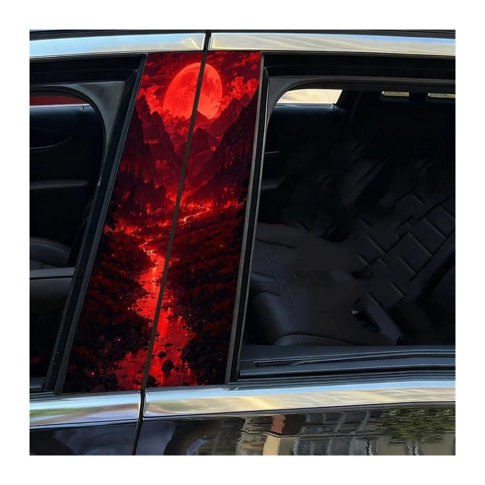 Bertdcx One Color Red Moon Rises On Mountain River Car Sticker Waterproof Scratch Proof Self Adhesive Decorative Sticker Auto Parts