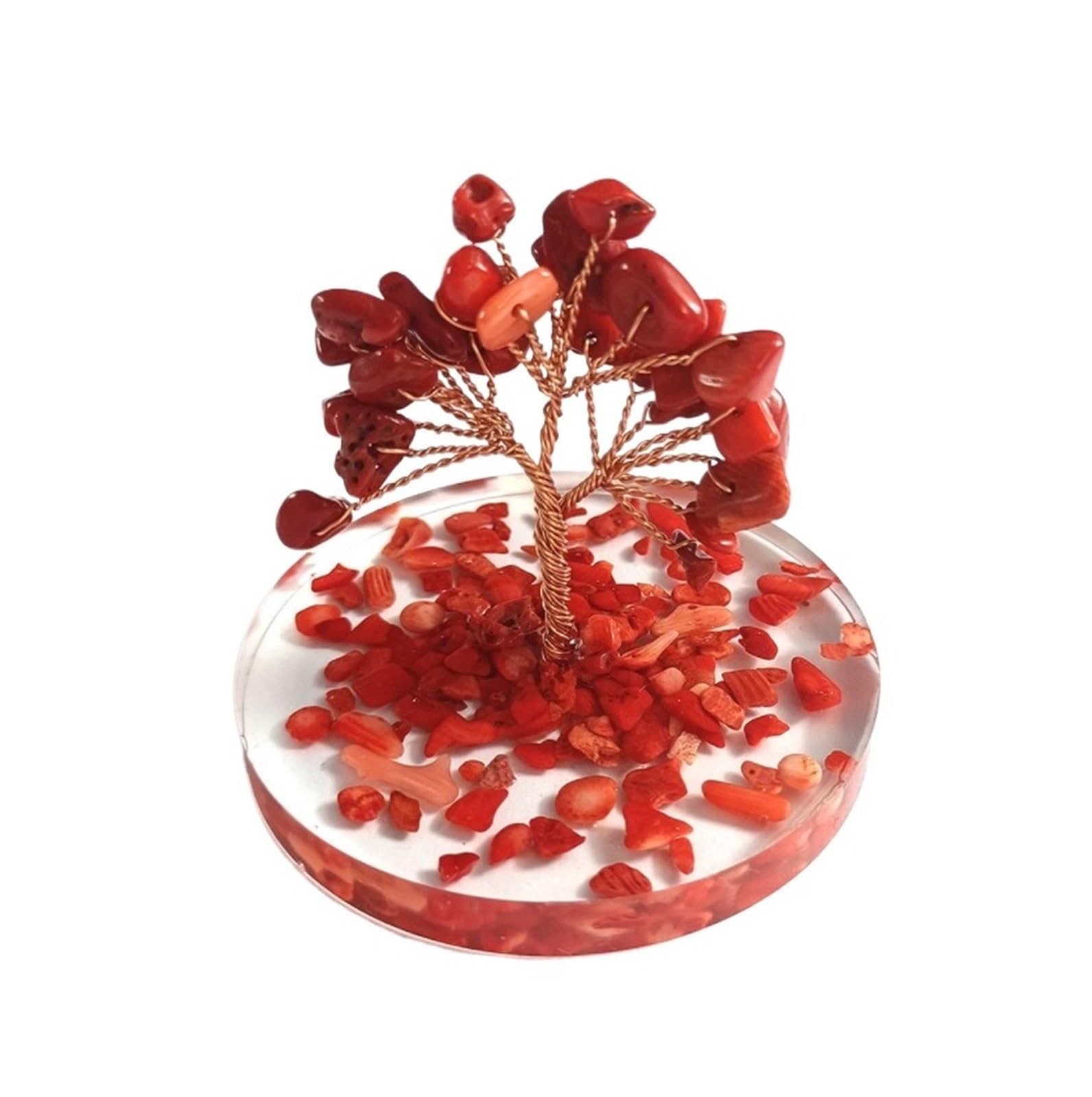 crystal tree， Quartz Tree Feng Shui Money Crystal Gemstone Bonsai Of Life Decor Fengshui Decorations(Rosso)