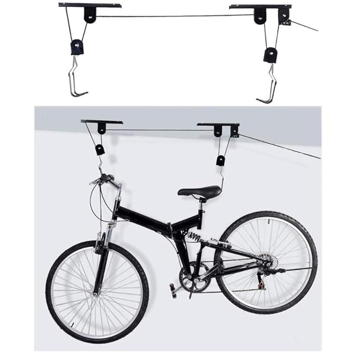 Buy Bike Lift Hoist Ceiling Mounted Pulley Rack Bicycle Garage