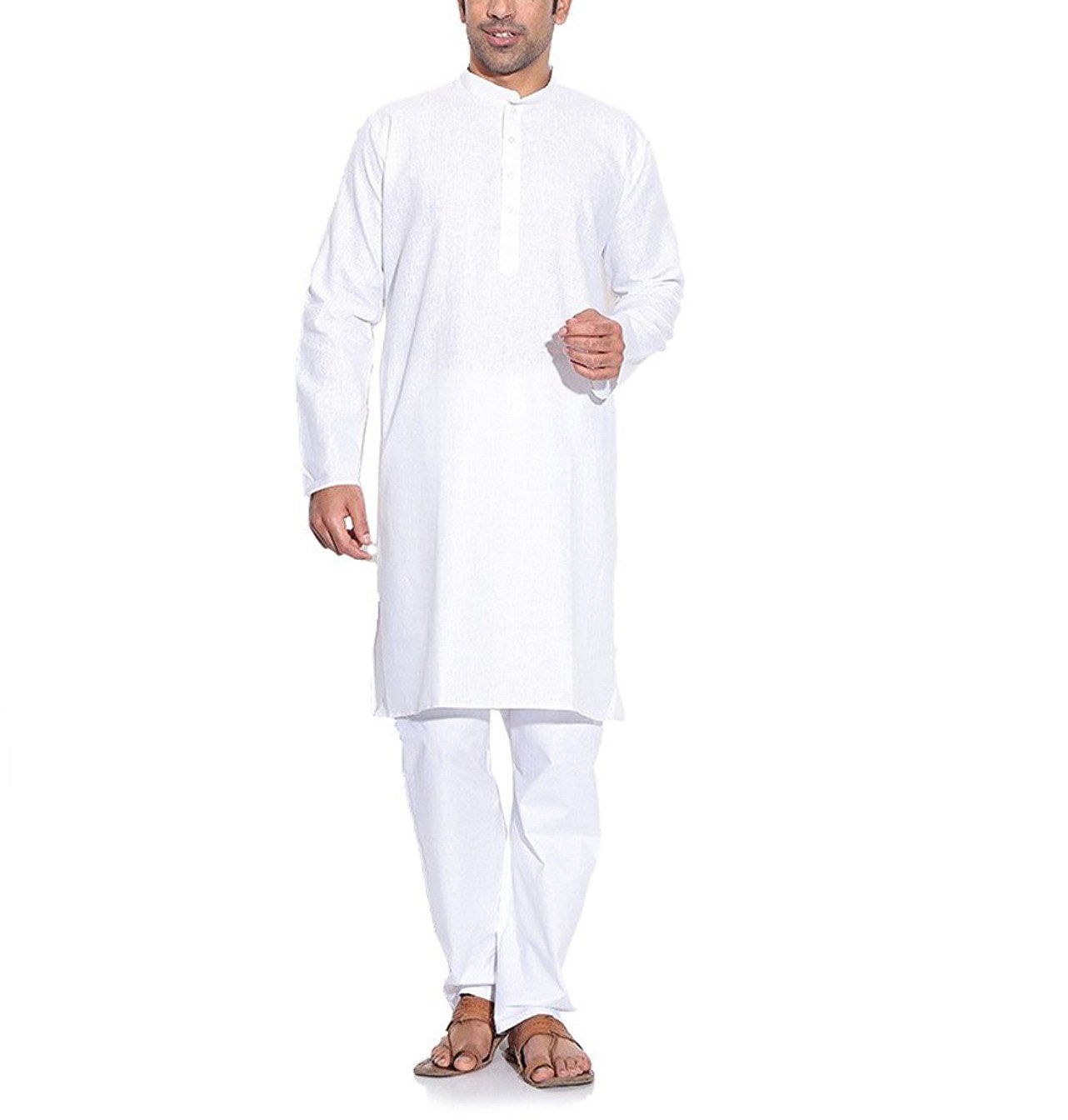 Men's Royal Light Linen Khaadi Kurta Pyjama Set White