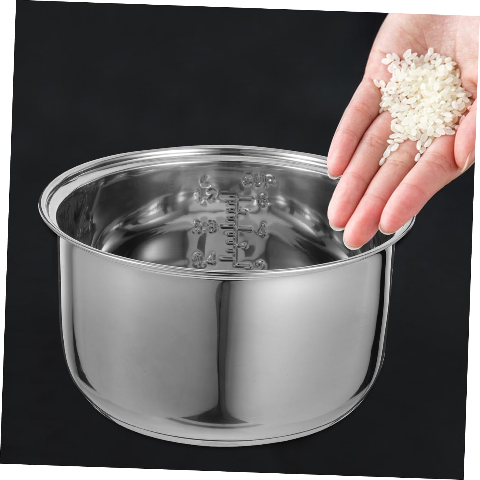 Cuiseur à Riz INOX Revêtement Antiadhésif en Acier Inoxydable, Casserole Intérieure de 3 litres Facile à Nettoyer pour Usage Domestique et Bureau