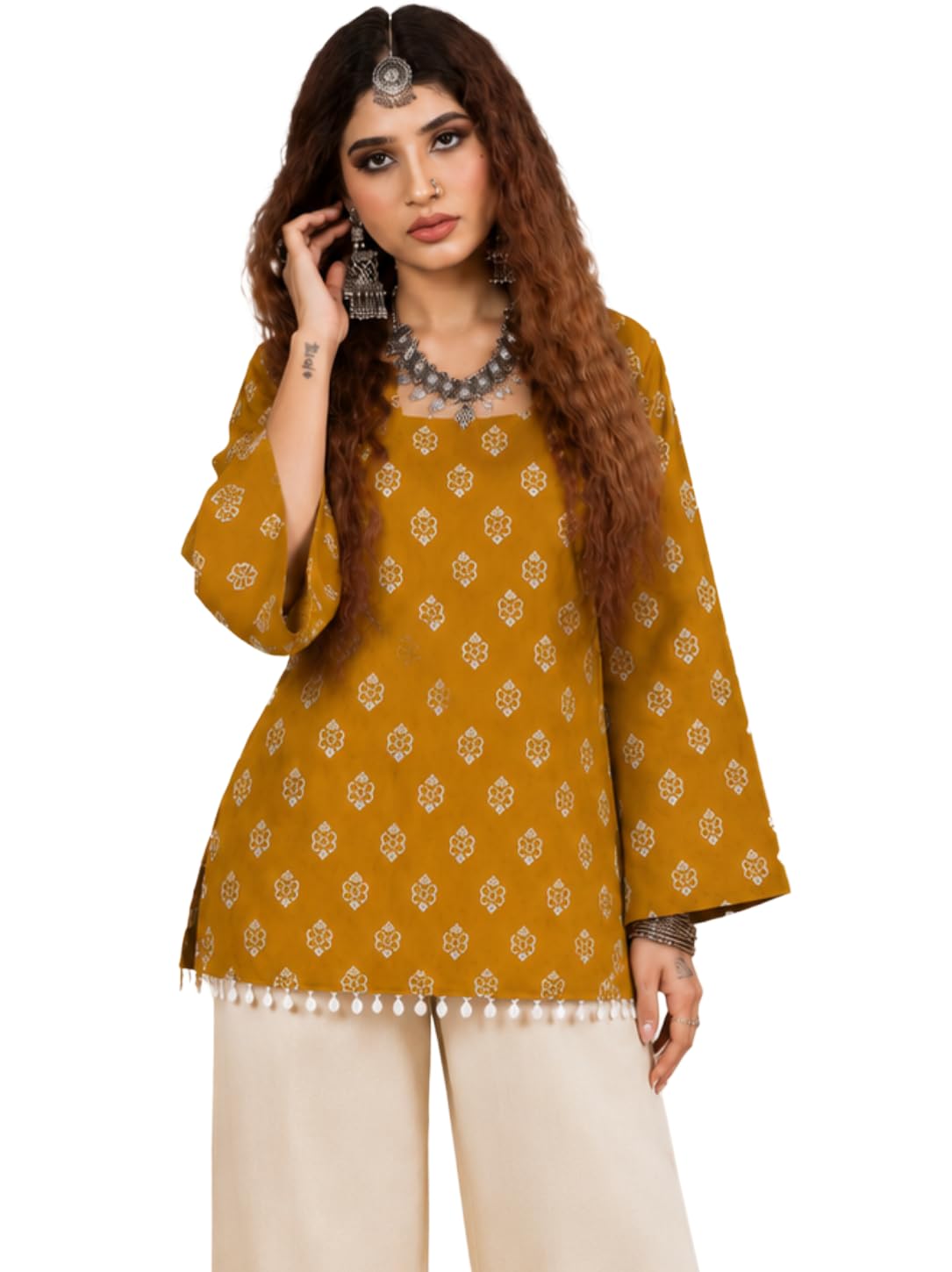 Women's Print Tunic Top, Full Sleeves, Back Tie-Up Detail-picture-13