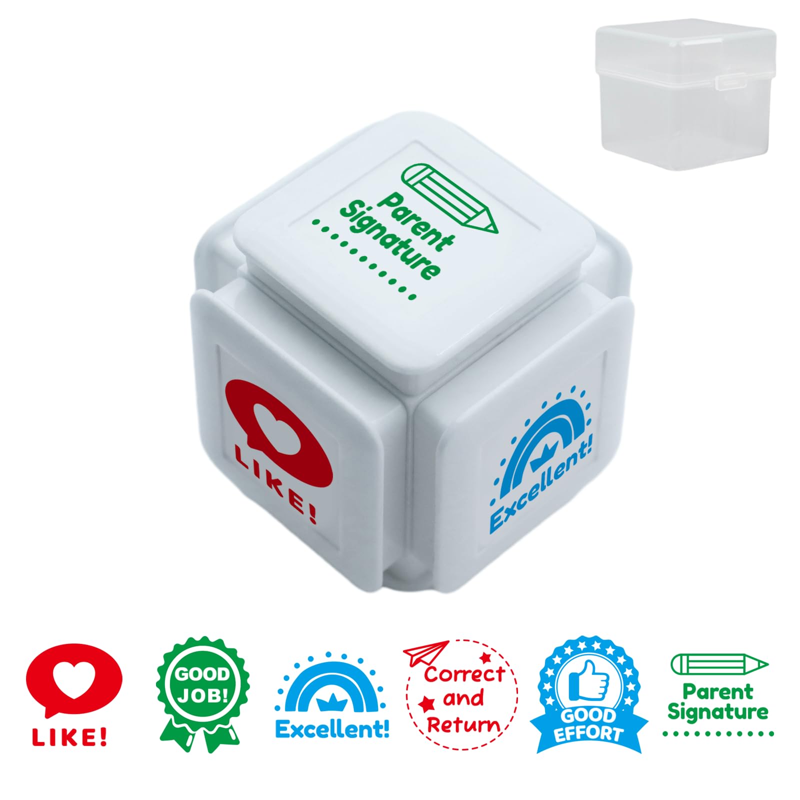 6-Sided in 1 Classroom Teacher and Parent Encouragement and Grading Stamp Teacher Grading Stamp Encouragement Inspiration and Motivation Stamp, White