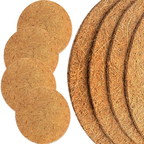 Akuoly Protection en Noix de Coco pour Plantes en Pot, 40cm disques Fibre de Coco Protection Contre Le Gel hivernale, Lot de 4 Tapis