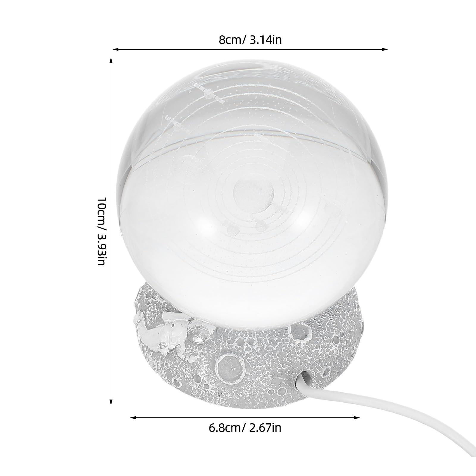 Artibetter Lampada a sfera di cristallo celeste | Globo a LED del solare con base luminosa | Luce d'atmosfera decorativa a tema scientifico per scrivania o soggiorno (batterie non incluse)